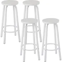 Woltu 4er-Set Barhocker Barstuhl Bistrohocker Tresenhocker runde Sitzfläche aus MDF Gestell aus Metall Weiß