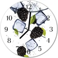 Tulup Glasuhr Wanduhr Küchenuhr Echt-Glas 30fi cm Brombeeren schwarz