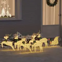 vidaXL "Schlussverkauf" LED Rentiere 7 Stück - zu Weihnachten - Gold Stoff C13058