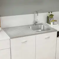 vidaXL "im Angebot" Spüle mit Abtropffläche Set Silbern 1000x600x155 mm Edelstahl - Spülen CC775
