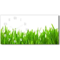 Tulup Wanduhr aus Glas – 60x30 cm - Glasbild - Glasuhr - Gehärtetes Glas - weisse-zeiger - Gras