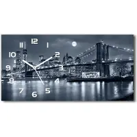 Tulup Wanduhr aus Glas – 60x30 cm - Glasbild - Glasuhr - Gehärtetes Glas - weisse-zeiger - Manhattan New York