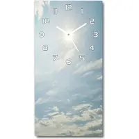 Tulup Wanduhr aus Glas – 30x60 cm - Glasbild - Glasuhr - Gehärtetes Glas -Sonne im Himmel