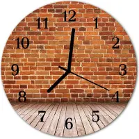 Tulup Glasuhr Wanduhr Küchenuhr Echt-Glas 30fi cm Ziegel Mauer rot