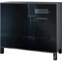 Vladon Kommode Skadu V3, Moderner Küchenschrank mit 2 großen Türen Anthrazit matt / Schwarz Hochglanz (92,5 x 84.5 x 35)
