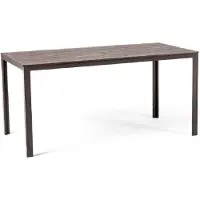 Markenlos Gartentisch 156x78 cm, Terrassentisch für außen mit pulverbeschichtetem Stahlgestell und Holzoptik-Latten aus Polyethylen, geeignet für Garten, Terrasse oder Balkon (Braungrau)