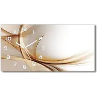 Tulup Wanduhr aus Glas – 60x30 cm - Glasbild - Glasuhr - Gehärtetes Glas - weisse-zeiger - Wellen Abstraktion