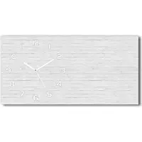 Tulup Wanduhr aus Glas – 60x30 cm - Glasbild - Glasuhr - Gehärtetes Glas - weisse-zeiger - Ziegelwand