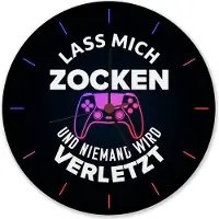 Speecheese Lass mich zocken und niemand wird verletzt Wanduhr aus Alu