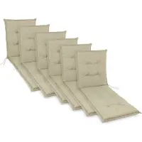 Sunnypillow 6 Stück Liegenauflage 190 x 60 Auflage Polster für Gartenmöbel extra dick 9cm UV-Lichtecht Polsterauflagen für Gartenliege Sonnenliege Liegestuhl Kissen Cremefarben
