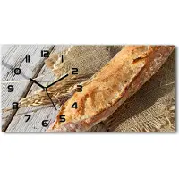 Tulup Wanduhr aus Glas – 60x30 cm - Glasbild - Glasuhr - Gehärtetes Glas - schwarze-zeiger - frisches Baguette