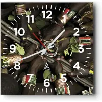 ARTTOR Wanduhr - Quadrat - Glasuhr - Äthiopien Ritual Stamm - 40x40cm - Schleichendes Uhrwerk - Lautlos - zum Aufhängen bereit - Dekoration Modern - Wanddekoration aus Glas - C4AC40x40-4146
