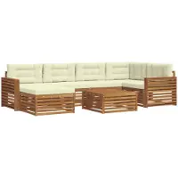 vidaXL Outdoor-Sofagarnitur mit Kissen 7 pcs Natur und Creme