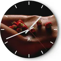 ARTTOR Wanduhr - Rund - Glasuhr - Frau Wasser Tröpfchen Tau - 30x30cm - Schleichendes Uhrwerk - Lautlos - zum Aufhängen bereit - Dekoration Modern - Wanddekoration aus Glas - C3AR30x30-2533