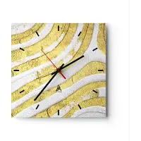 ARTTOR Wanduhr - Quadrat - Glasuhr - Abstraktion Gold Weiß - 40x40cm - Schleichendes Uhrwerk - Lautlos - zum Aufhängen bereit - Dekoration Modern - Wanddekoration aus Glas - C3AC40x40-4511