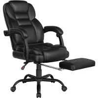 Yaheetech Ergonomischer Bürostuhl, höhenverstellbarer Chefsessel, 360° drehbar, mit Fußstütze & adaptiven Armlehnen, Schwarz