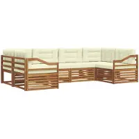 vidaXL Outdoor-Sofagarnitur 6 Stk. Natur und Creme Massivholz Akazie