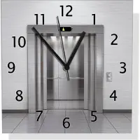 Wallario Design Wanduhr Fahrstuhl aus Aluverbund, Größe 30 x 30 cm