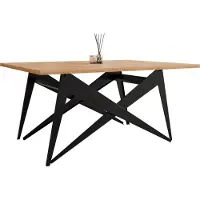 Mirjan 24 Couchtisch und Esstisch Xena, 2-in-1, Rahmen aus Stahl (Farbe: Schwarz / Eiche Craft Gold)