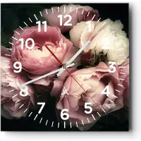 ARTTOR Wanduhr - Quadrat - Glasuhr - Pfingstrose Blume - 30x30cm - Schleichendes Uhrwerk - Lautlos - zum Aufhängen bereit - Dekoration Modern - Wanddekoration aus Glas - C4AC30x30-3930