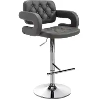 CLP Barhocker Dublin C aus grauem Kunstleder, höhenverstellbar, drehbar, gesteppt, Sitzhöhe 65-85 cm