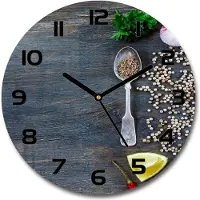 Tulup Wanduhr aus Glas 30fi Glasbild Glasuhr Gehärtetes Glas - schwarze-zeiger - Spices and herbs