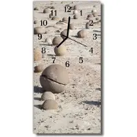 Tulup Glasuhr Wanduhr Küchenuhr Echt-Glas 30x60 Strand Steine Beige