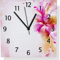 Wallario Design Wanduhr Pinkes Blumenbuket aus Aluverbund, Größe 30 x 30 cm