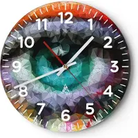ARTTOR Wanduhr - Rund - Glasuhr - elegant Diamant futuristic geometrisch - 30x30cm - Schleichendes Uhrwerk - Lautlos - zum Aufhängen bereit - Dekoration Modern - Wanddekoration aus Glas - C4AR30x30-3172