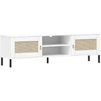 Lomadox TV Lowboard in Kiefer massiv weiß 158 cm breit, WATFORD-69