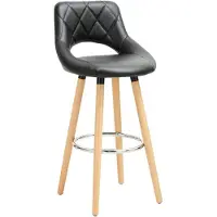 Woltu Barhocker mit Lehne Fußstütze, aus Kunstleder Holzgestell, Optimal Komfort, Schwarz