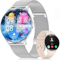 Lige Damen Smartwatch mit Telefonfunktion 1.43 Zoll AMOLED Display Fitnessuhr mit 120 Sportmodi Herzfrequenz und Schlaftracking