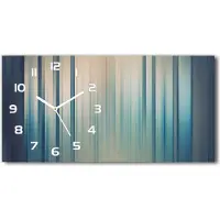 Tulup Wanduhr aus Glas – 60x30 cm - Glasbild - Glasuhr - Gehärtetes Glas - weisse-zeiger - Blaue Streifen