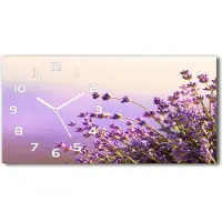 Tulup Wanduhr aus Glas – 60x30 cm - Glasbild - Glasuhr - Gehärtetes Glas - weisse-zeiger - Lavendel