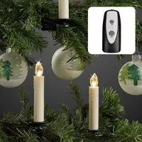 Hellum Baumkerzen LED 20x kabellos mit Fernbedienung elfenbein Wachstropfen innen batteriebetrieben 151725