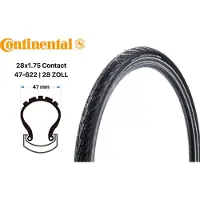 Continental 28 Zoll Contact Fahrrad Reifen 47-622 City Bike 28x1.75 Safety System E25 Reflex