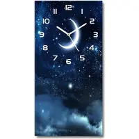 Tulup Wanduhr aus Glas – 30x60 cm - Glasbild - Glasuhr - Gehärtetes Glas -Sternenhimmel