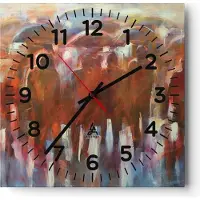 ARTTOR Wanduhr - Quadrat - Glasuhr - Regenschirme Menschen Handwerk - 40x40cm - Schleichendes Uhrwerk - Lautlos - zum Aufhängen bereit - Dekoration Modern - Wanddekoration aus Glas - C4AC40x40-4260