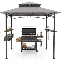 StarTech.com BBQ Grillpavillon - Grillunterstand - Doppeldach - Seitenablagen - Metallkorb - Haken - Polyester - Hellgrau