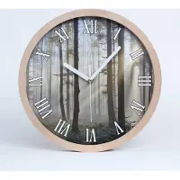 Tulup Holzuhr 20fi cm wanduhr - weiße Spitzen - Nebel im Wald