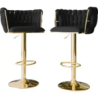 Mirjan 24 Barhocker Muz BS-1142/GL (2er-Set), Wohnzimmer Sitzhocker-Set, Regulierbare Sitzhöhe (Farbe: 77-Schwarz)