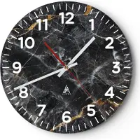 ARTTOR Wanduhr - Rund - Glasuhr - Marmor Stein Schwarz - 30x30cm - Schleichendes Uhrwerk - Lautlos - zum Aufhängen bereit - Dekoration Modern - Wanddekoration aus Glas - C4AR30x30-4899