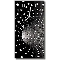 Tulup Glasuhr Wanduhr Küchenuhr Echt-Glas 30x60 Tunnel Schwarz
