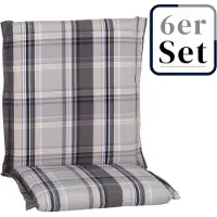 Green Spirit 6er Set Niedriglehner Auflage Atika, Motiv - Karo, grau, 100x52x8cm