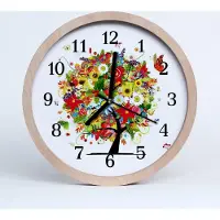 Tulup Holzuhr 30fi cm wanduhr - Baum-Blüten-Blumen