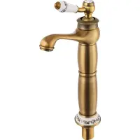 StarTech.com Vintage Waschtischarmatur - Badarmatur - Standmontage - Verstellbare Temperatur - Ventilkern aus Messing - Höhe 29,5 cm - Anschluss 0,95 cm - Schläuche 50 cm - Gold
