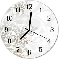 Tulup Glasuhr Wanduhr Küchenuhr Echt-Glas 30fi cm Blumen Kunst grau
