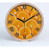 Tulup Holzuhr 25fi cm wanduhr - schwarze Spitzen - Orangenscheiben
