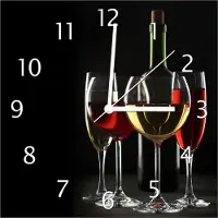 Wallario Design Wanduhr Weinverkostung am Abend aus Echtglas, Größe 30 x 30 cm