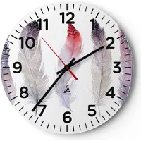 ARTTOR Wanduhr - Rund - Glasuhr - Feder Tier Vogel Komposition - 40x40cm - Schleichendes Uhrwerk - Lautlos - zum Aufhängen bereit - Dekoration Modern - Wanddekoration aus Glas - C4AR40x40-2951